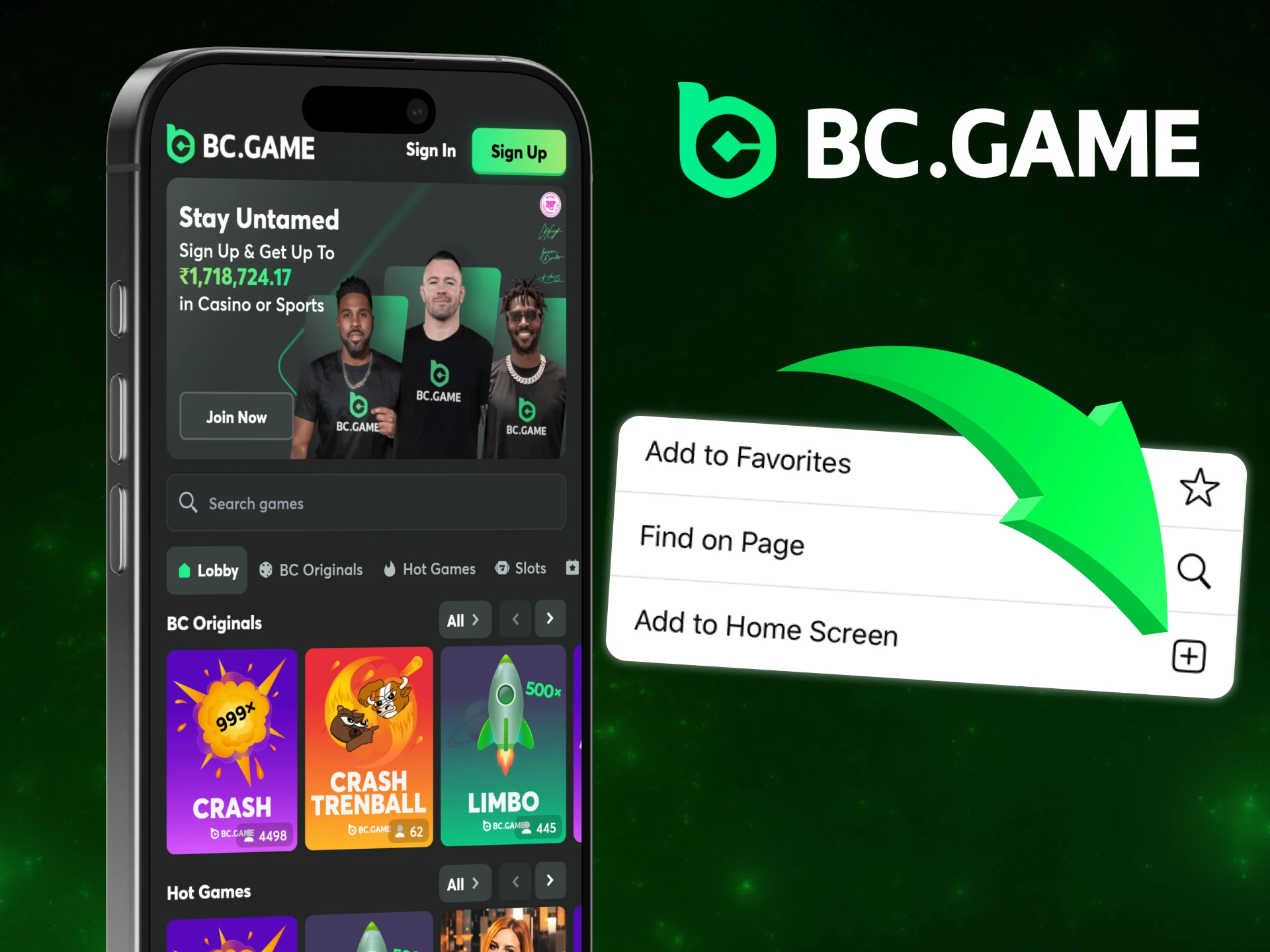 Learn how to add the BC Game app to your iOS device.